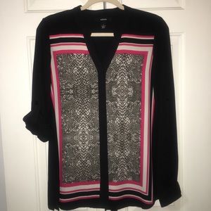 Blouse black snake pink longsleeve Size: 6 Alfani